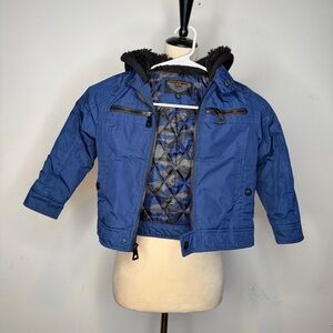 Urban Republic Blue Kids Puffer Faux Fur Lined Jacket Size 4
